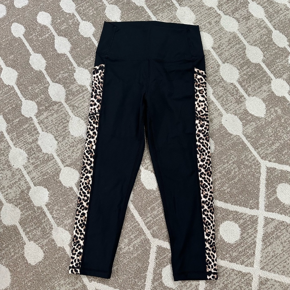 Black Leggings with Leopard Side Panels